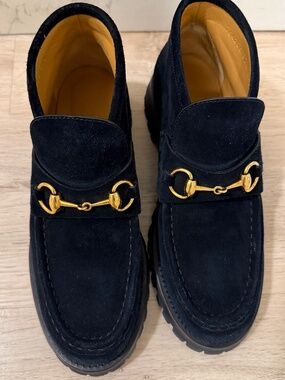 Gucci Horsebit Lug Sole Loafer | Size 37.5 | Black Suede | Worn Once